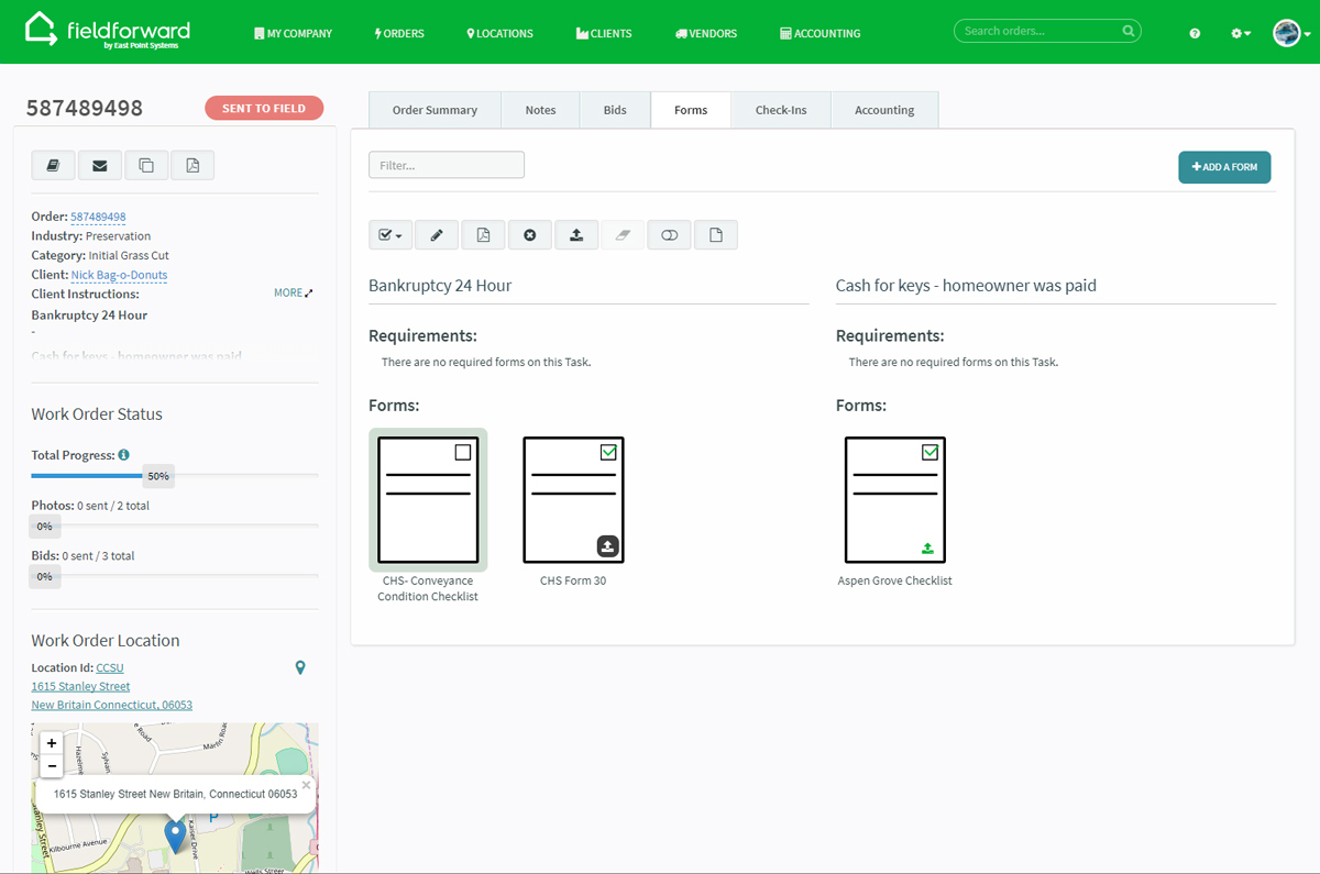 Field Forward Forms Page Sample